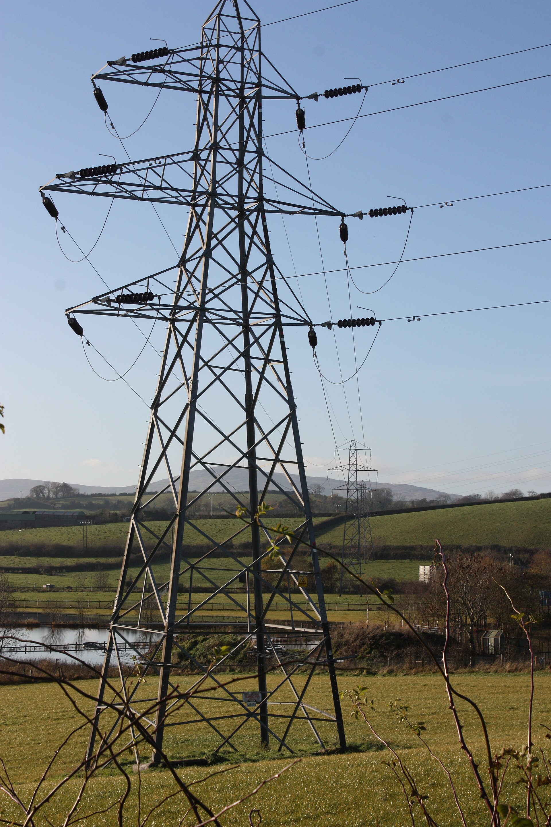 Electricity pylons, between Annacloy and Ballynahinch, County Down, Northern Ireland, November 2010