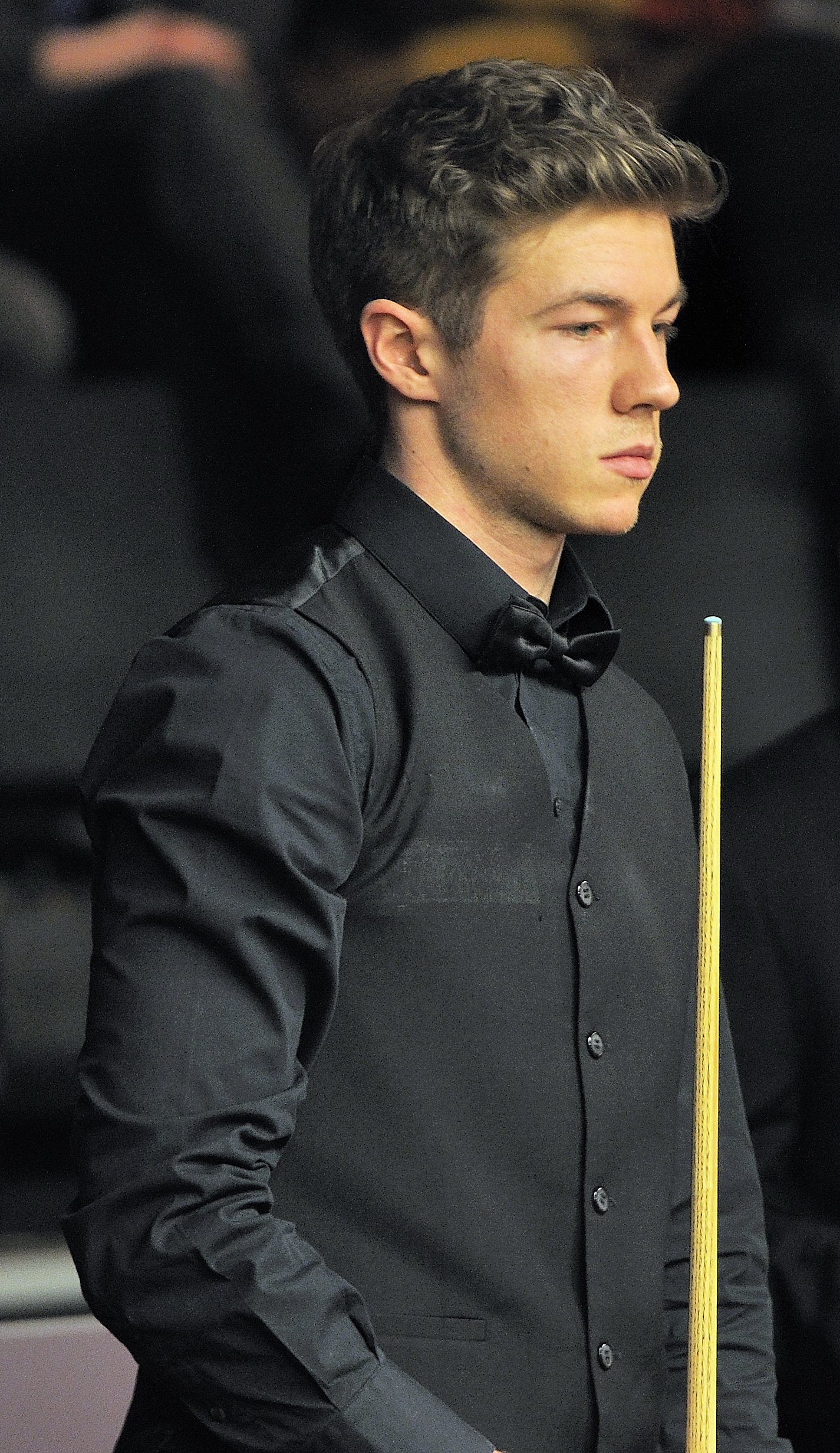 Picture taken in Berlin during the Snooker German Masters in 2014 . Jack Lisowski and Thorsten Müller.