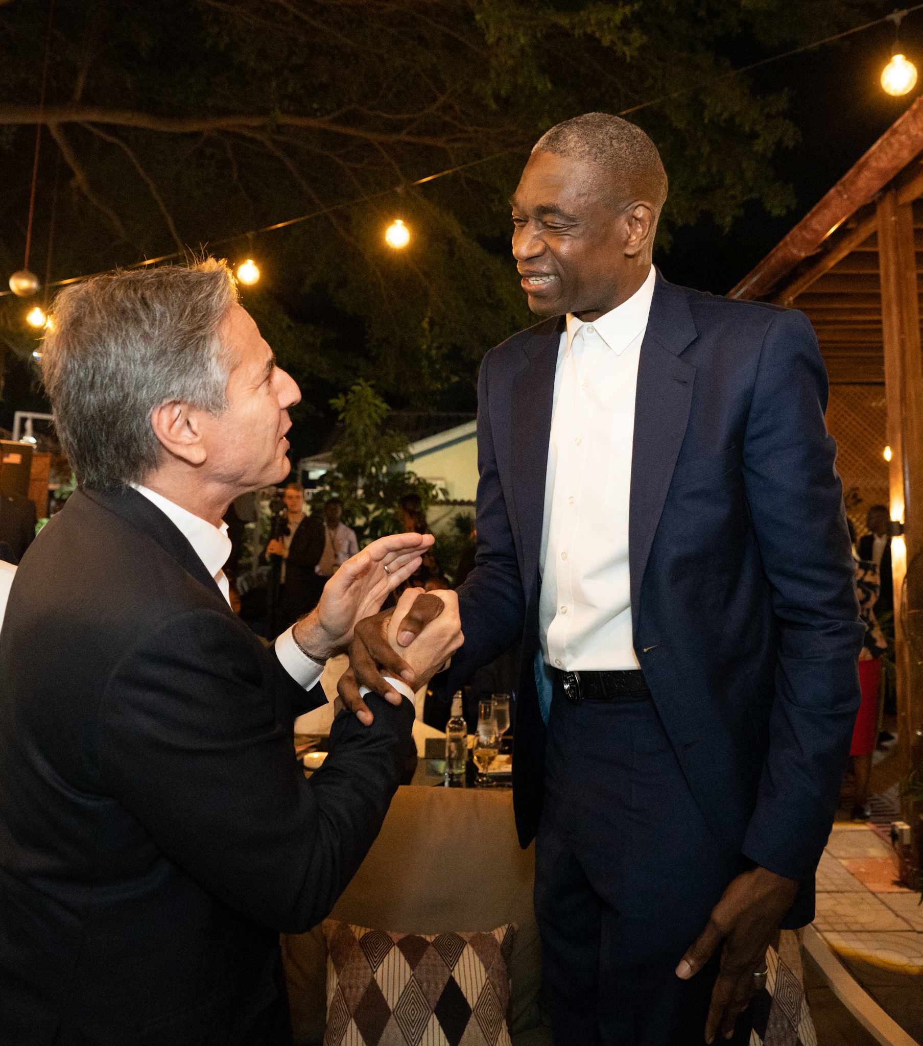 Secretary of State Antony J. Blinken participates in a jazz cultural event in Kinshasa, Democratic Republic of the Congo, on August 9, 2022. [State Department Photo by Freddie Everett/ Public Domain]
