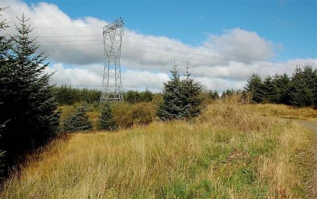 An electricity transmission line on the Scotland to Northern Ireland interconnector route