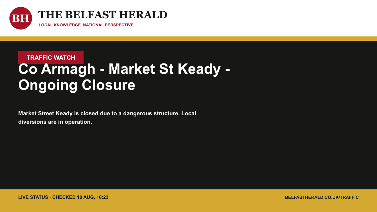 Belfast Herald Traffic Watch alert: Co Armagh - Market St Keady - Ongoing Closure