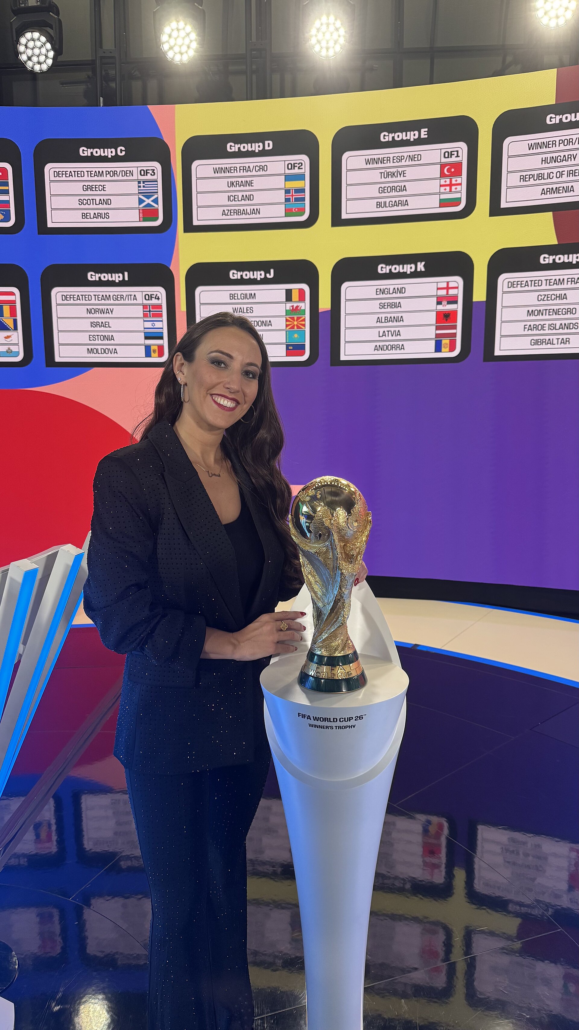 Semra Hunter hosting the FIFA World Cup 2026 UEFA Preliminary Draw in Zurich, Switzerland
