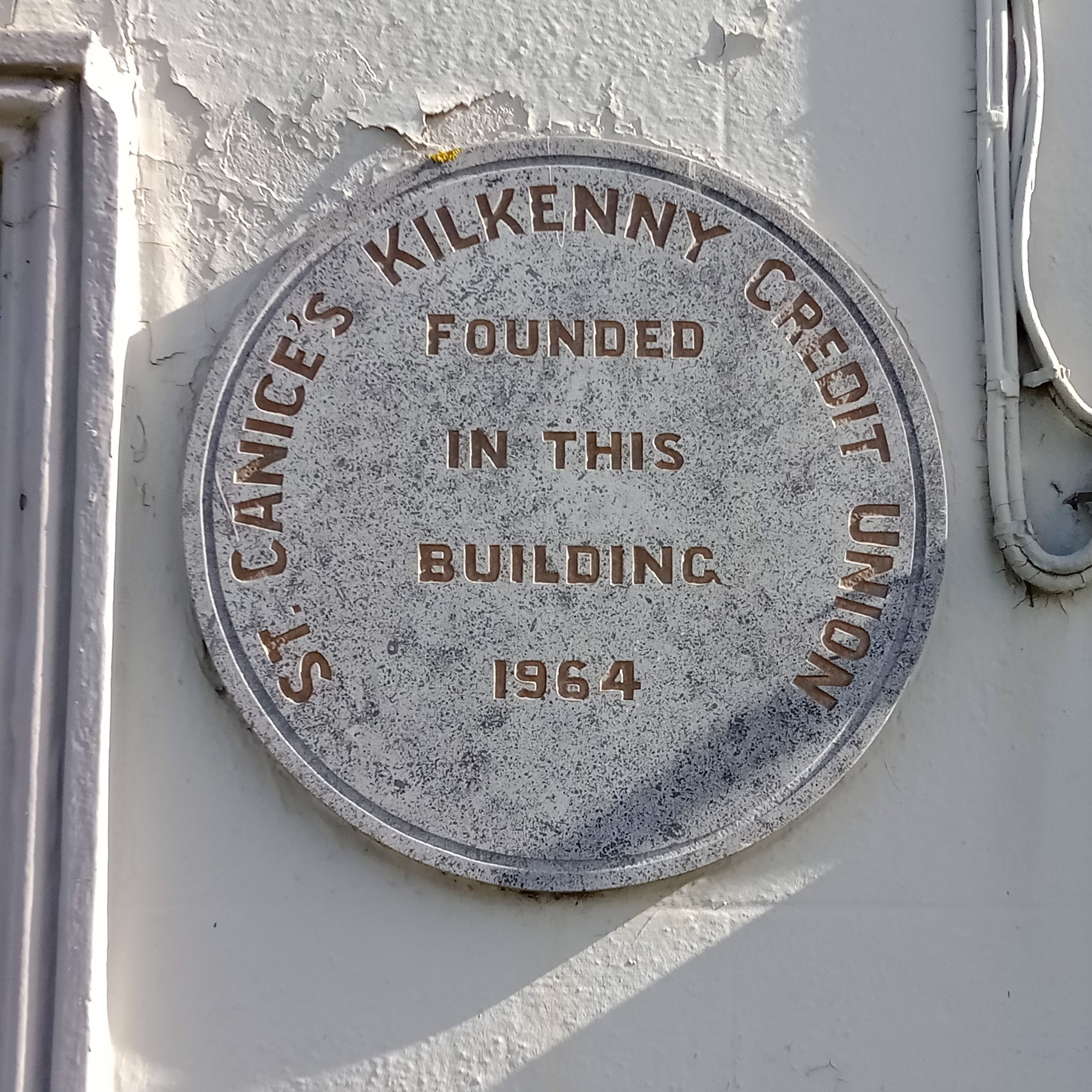 plaque for the foundation of St. Canice's Credit Union in Kilkenny