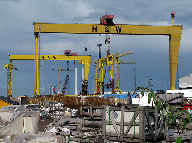 Cranes above a construction site in Belfast