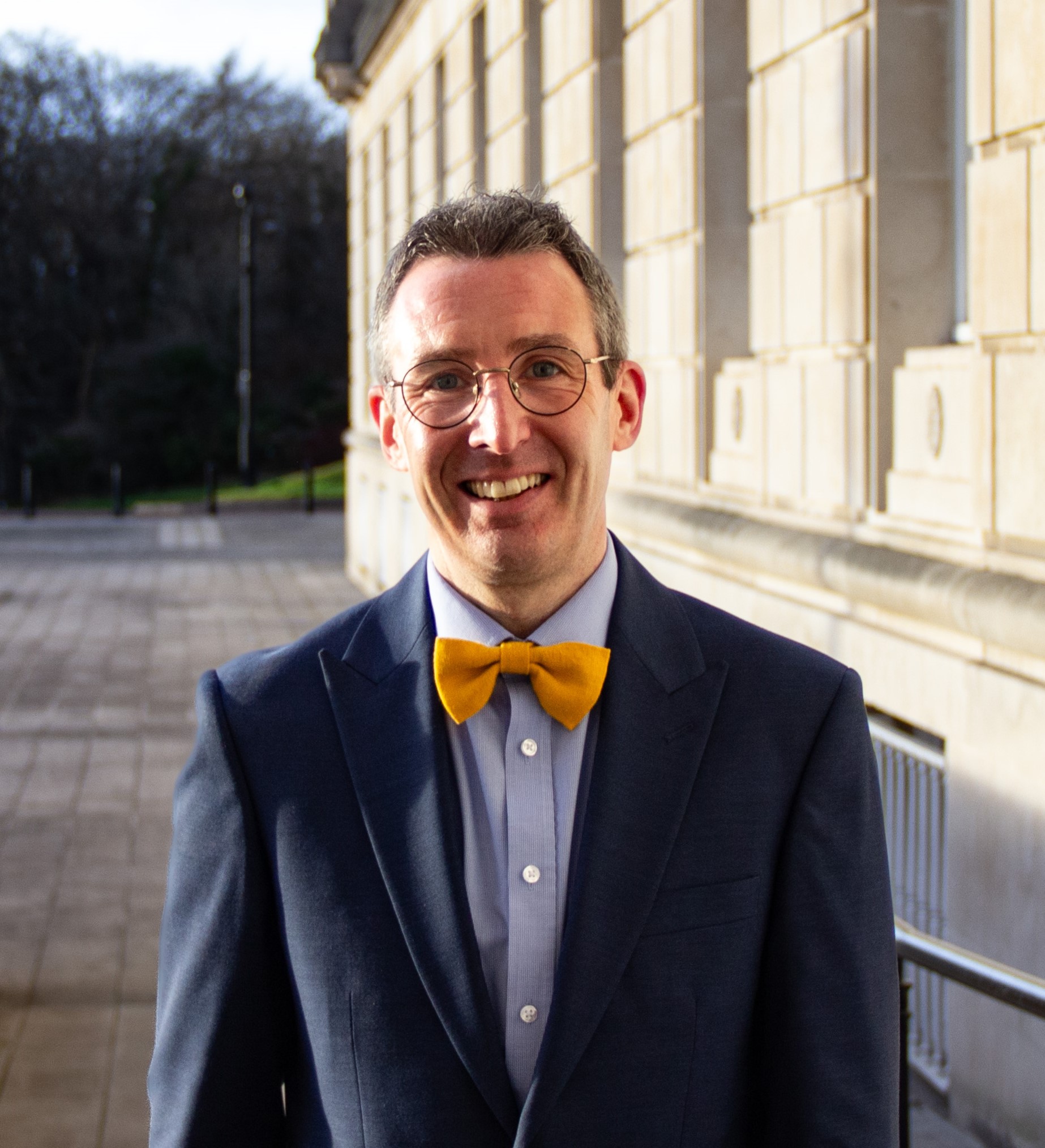 Andrew Muir MLA outside Parliament Buildings at Stormont.