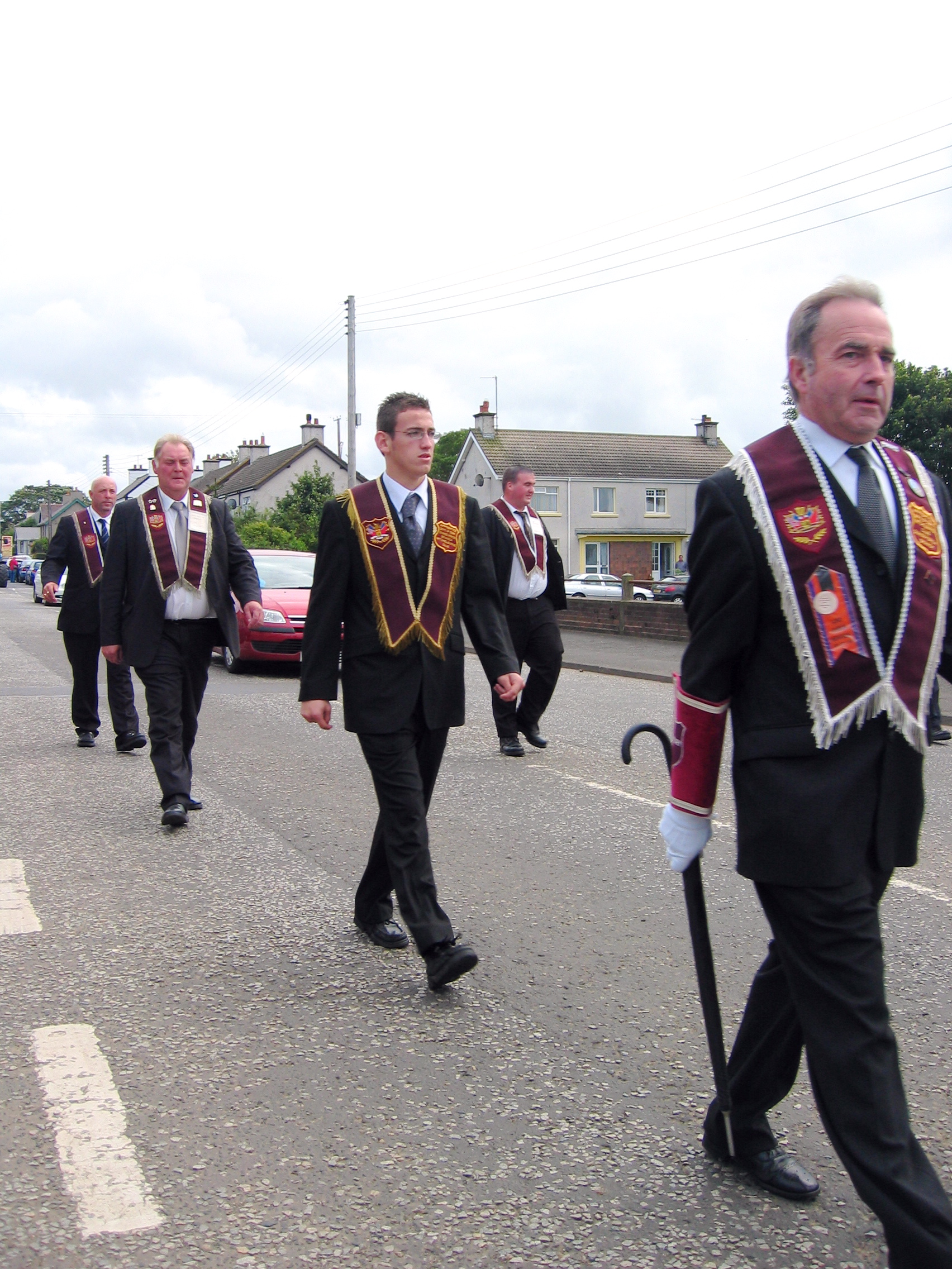 One of the many orders of Protestant marchers in Northern Ireland in Bushmills (home of the whisky). Apprentice Boys