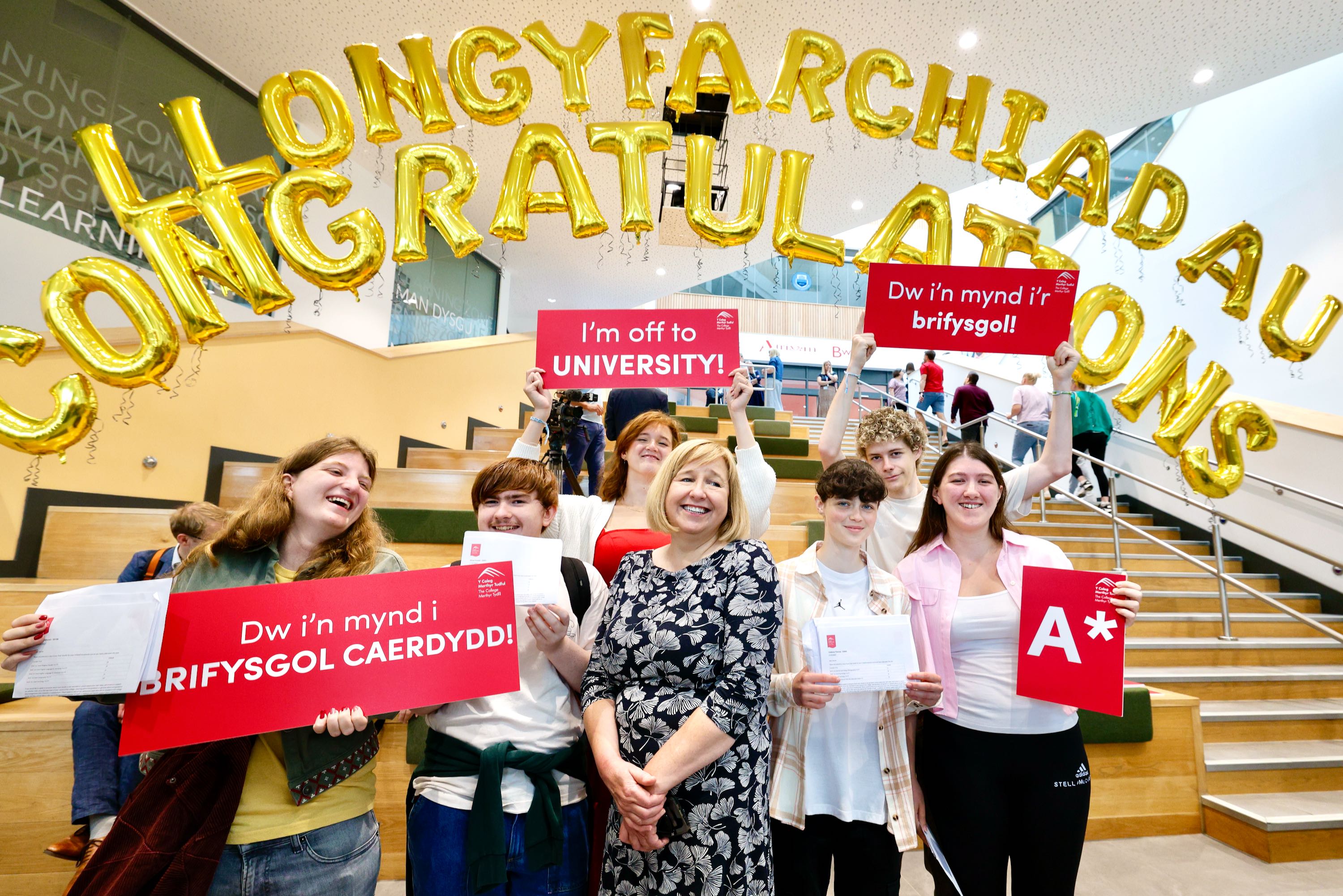 Students on an A-level results day