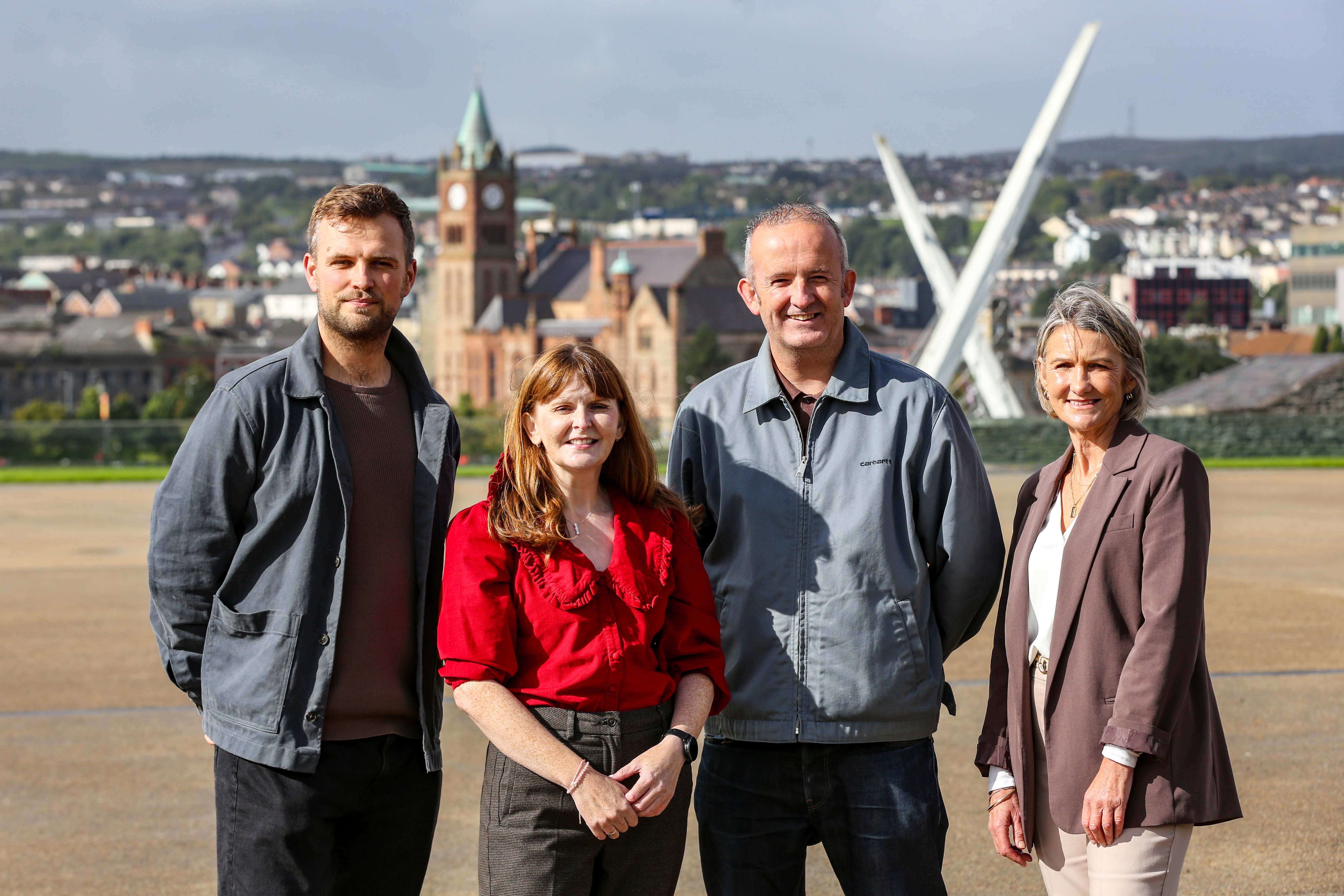 Pictured in Derry are (L-R) are Iarfhlaith Ó Domhnaill, Other Voices, Economy Minister Dr Caoimhe Archibald, Gareth Stewart, Other Voices and Liz Steele, Tourism Manager - Culture & Heritage at Tourism NI