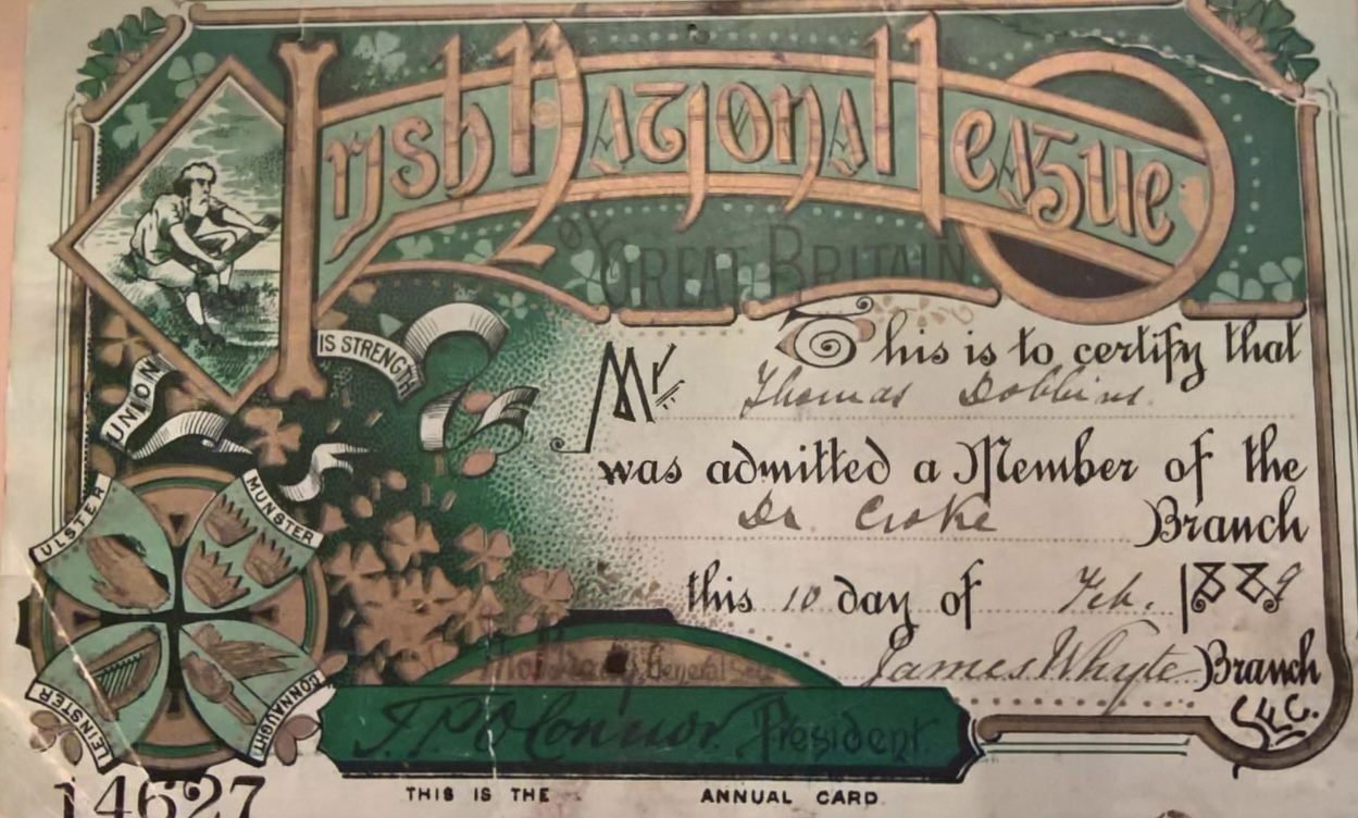 Irish National League Membership 1889. District Croke.