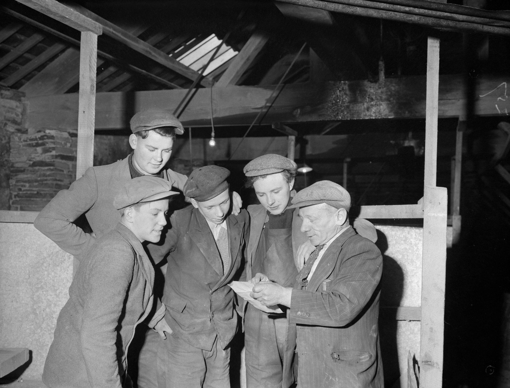Four apprentices at Oakley Quarry in Wales in 1959